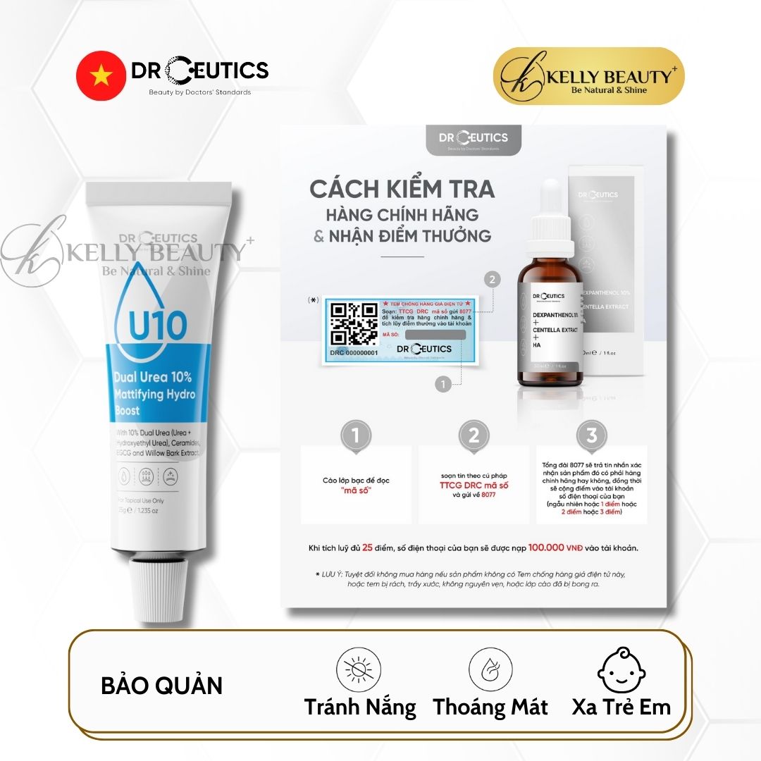 Gel Cấp Ẩm DrCeutics Dual Urea 10% Mattifying Hydro Boost - Giúp Da Căng Mịn, Kiểm Soát Dầu Nhờn - Kelly Beauty