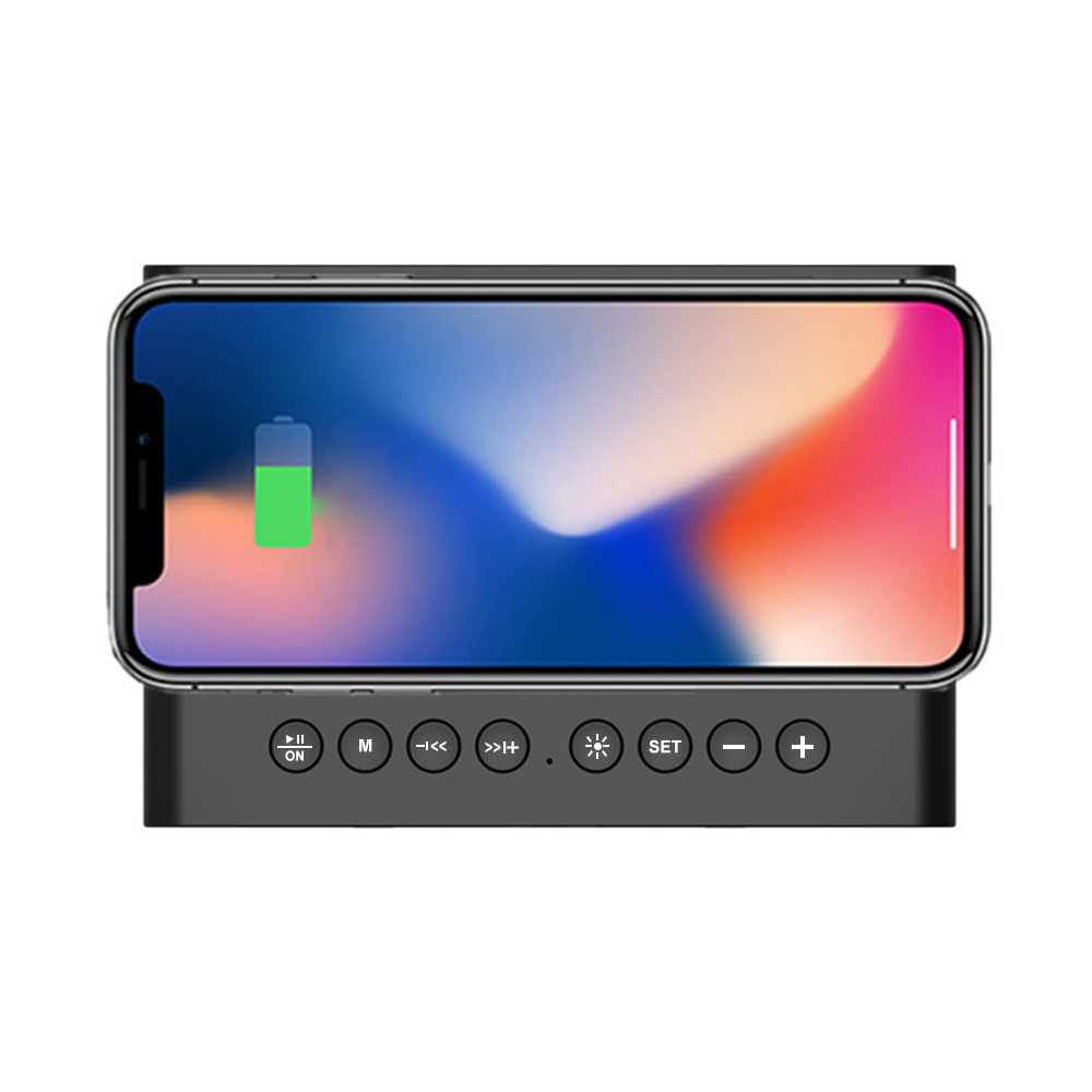 Loa BT-508 Bluetooth Không Dây 5.0 Có Màn Hình Hiển Thị Thời Gian Và Đồng Hồ Báo Thức Kèm Sạc Điện Thoại Không Dây