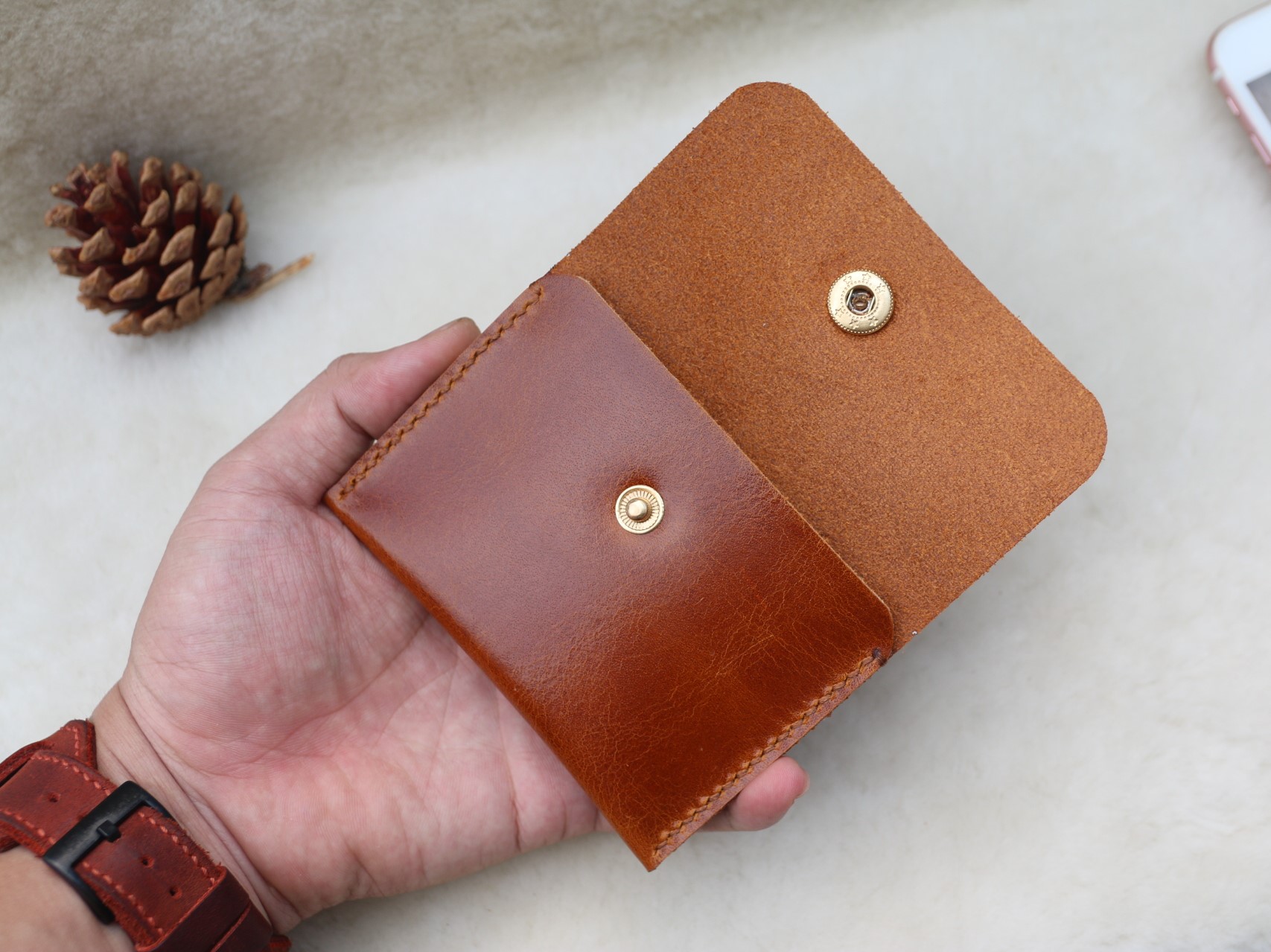 Ví đựng thẻ bằng da Bò Pullup thiết kế nhỏ gọn (Handmade)
