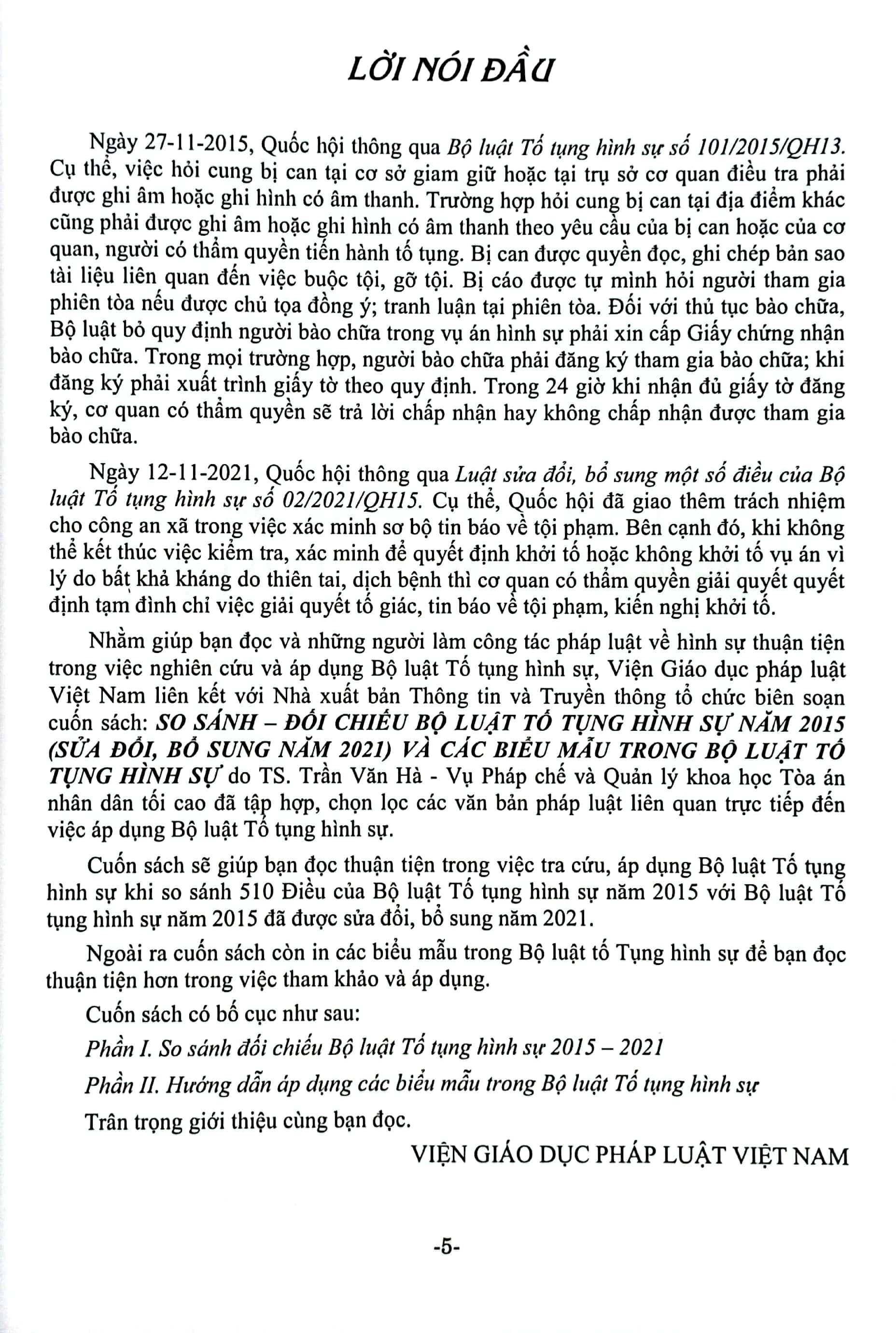 So Sánh-Đối Chiếu Bộ Luật Tố Tụng Hình Sự Năm 2015 Và Các Biểu Mẫu Trong Bộ Luật Tố Tụng Hình Sự