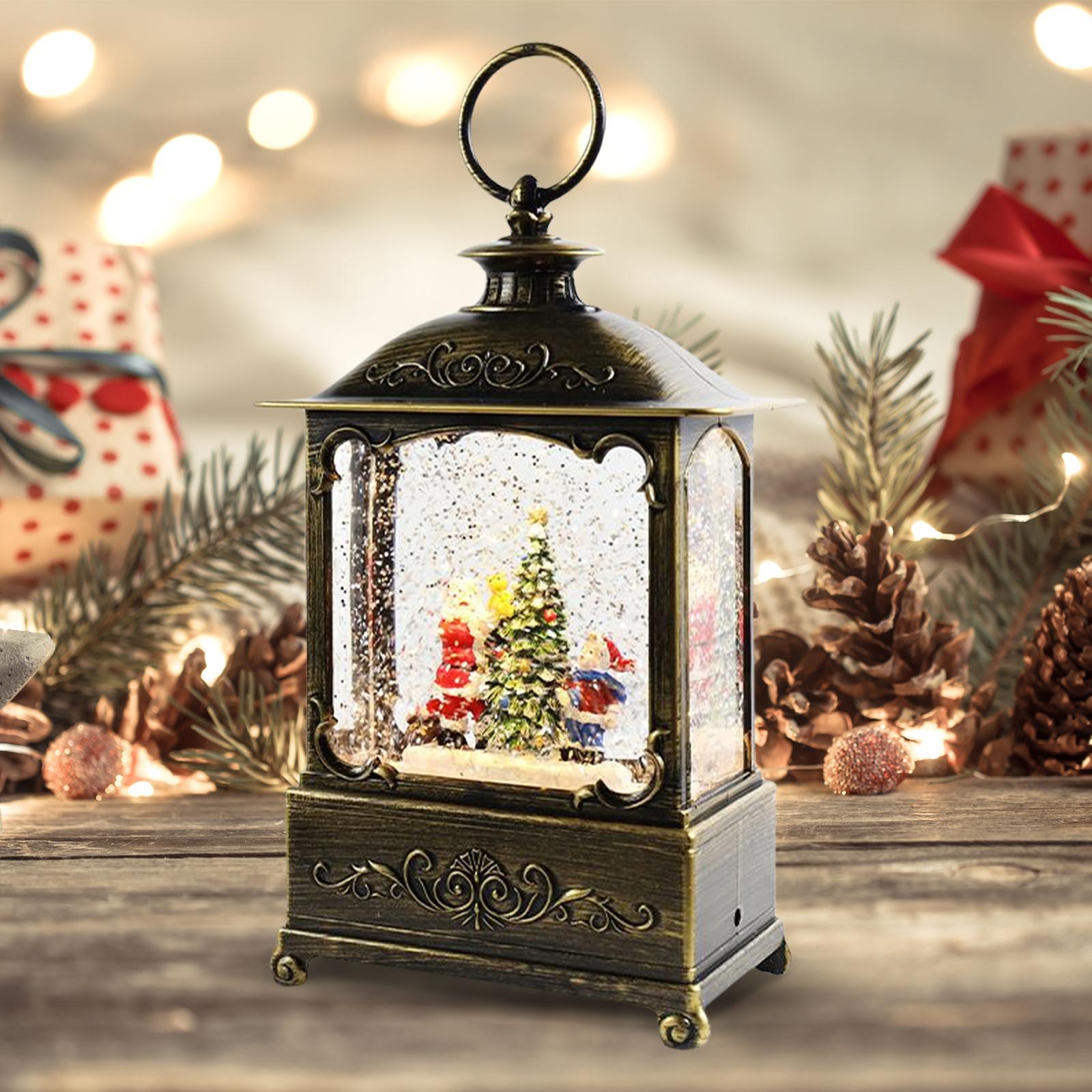 Glittering Christmas Music Box Lantern Rotating for Indoor Home Decoration