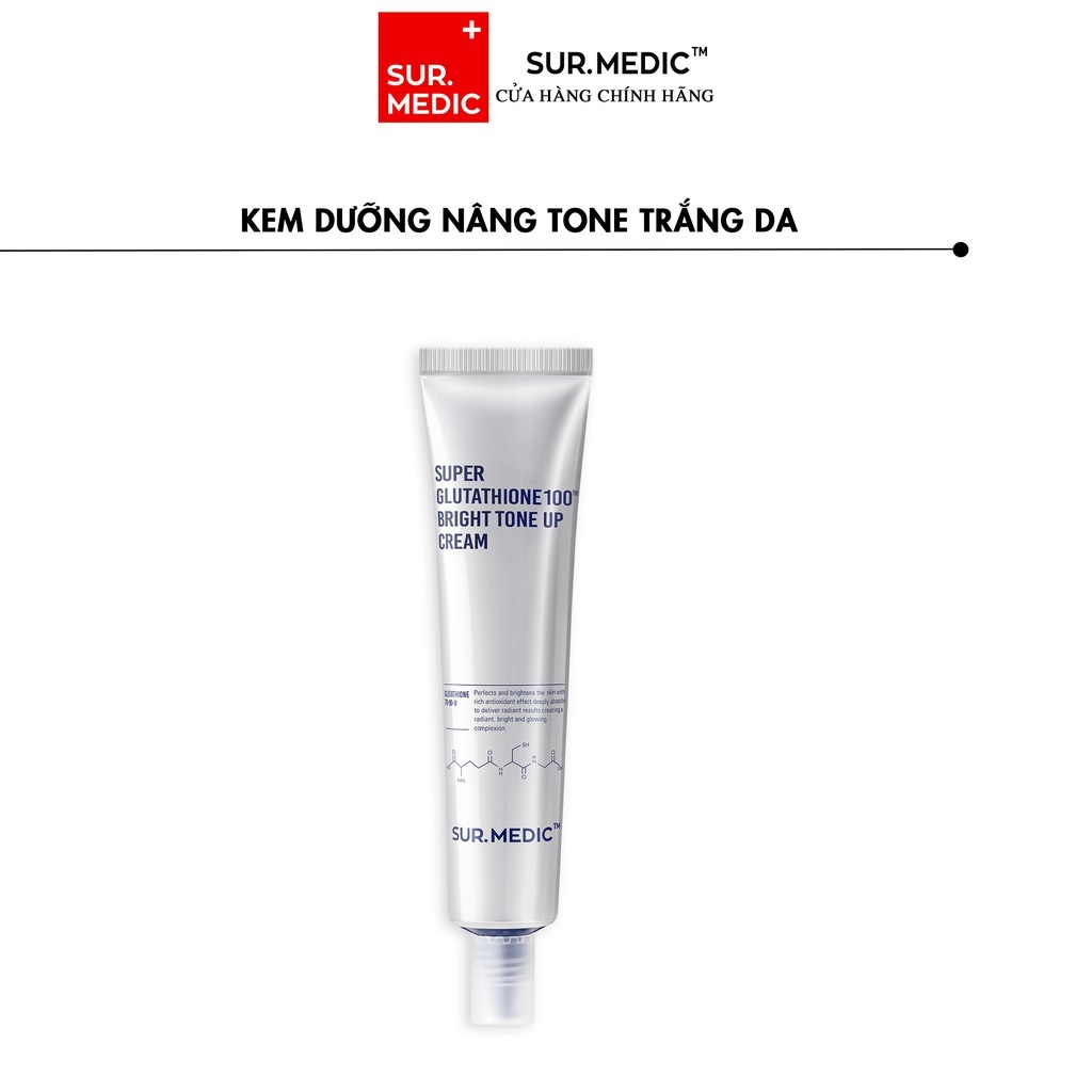 Kem Dưỡng Nâng Tông Trắng Da SURMEDIC Super Glutathione 100 Bright Tone Up Cream 40ml