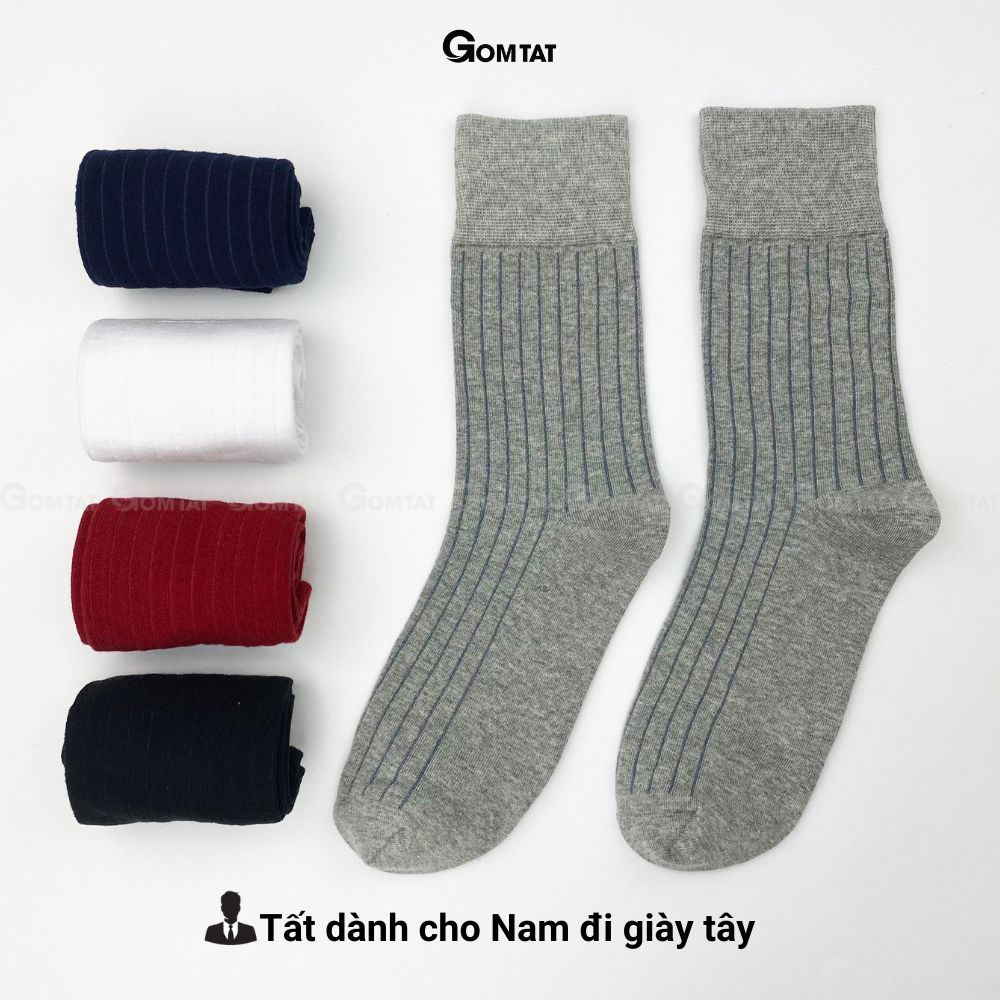 Hộp 5 đôi tất vớ đi giày tây nam GOMTAT mẫu gân chìm, chất liệu cotton cao cấp hút ẩm thoáng khí - GOM-TAYGANCHIM-CB5