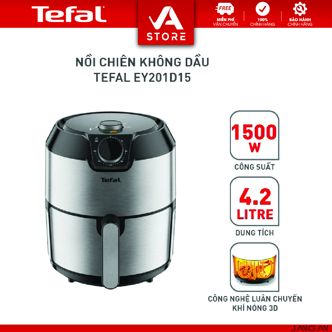 Nồi chiên không dầu cơ 4.2 lít vỏ thép Tefal EY201D15 1500W - Hàng Chính Hãng