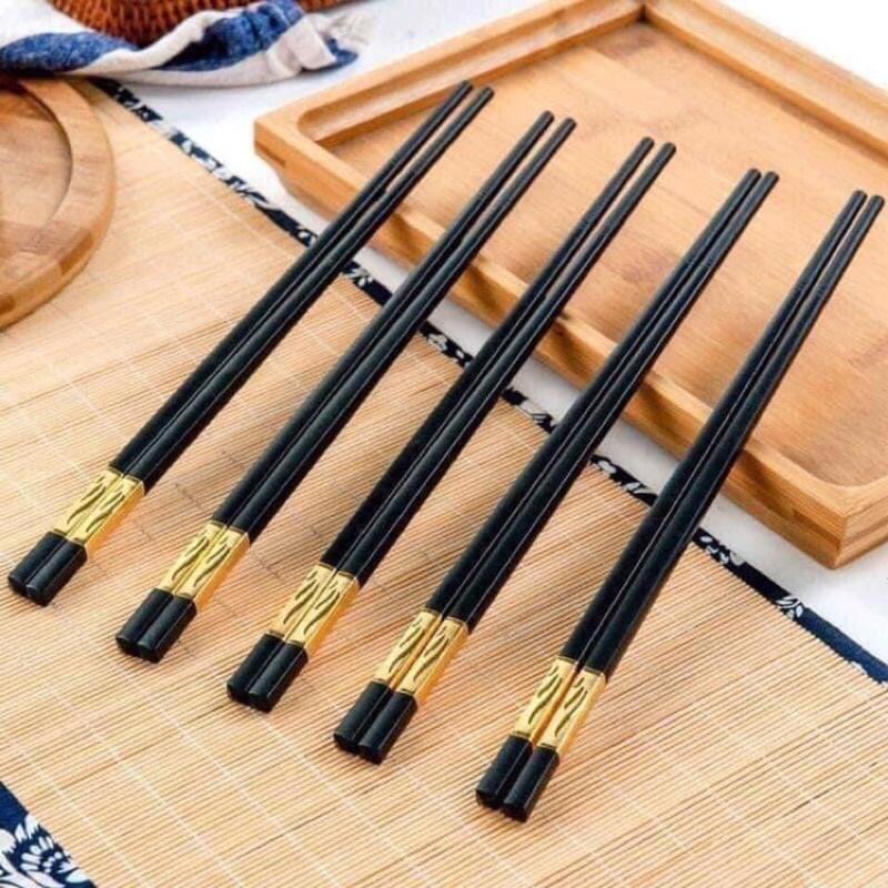 Combo 10 đôi đũa hợp kim mạ vàng