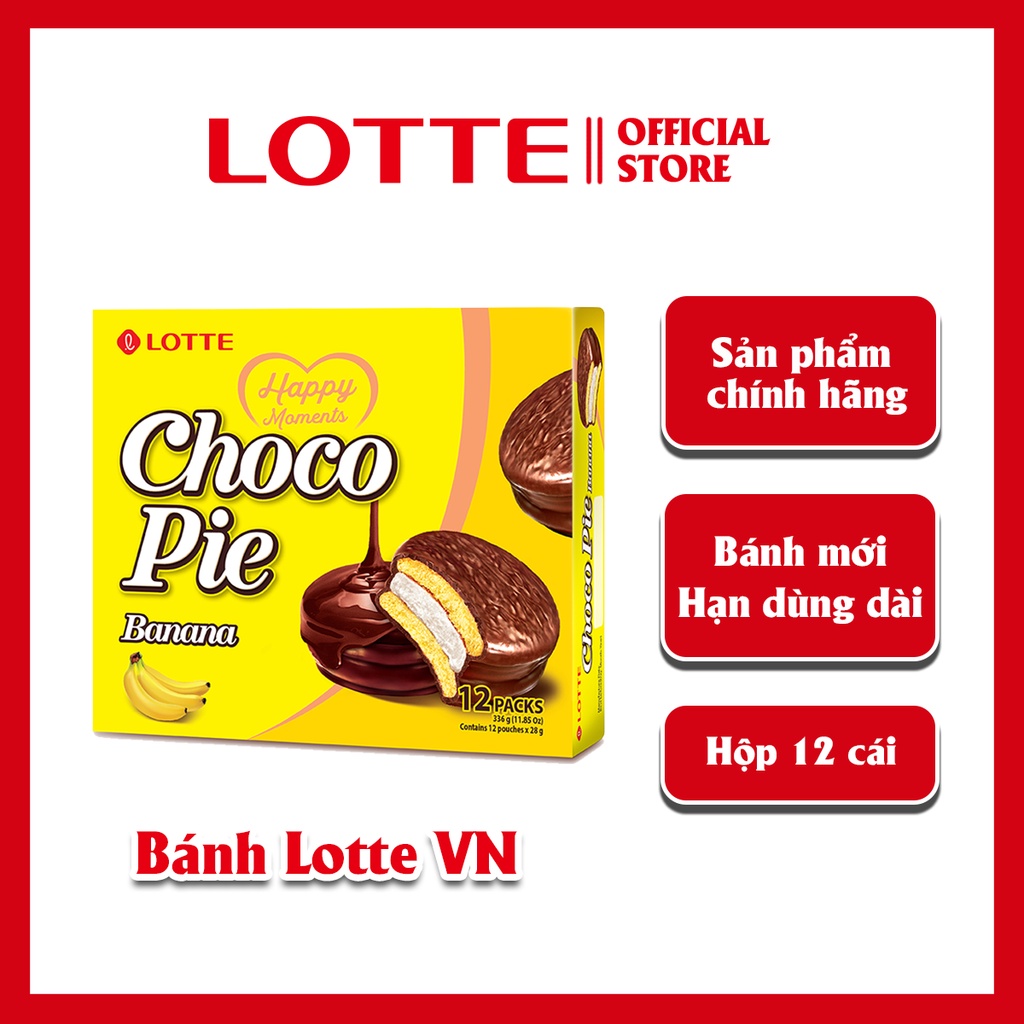 [SỈ/LẺ] Bánh Lotte Choco Pie Banana - 12 cái