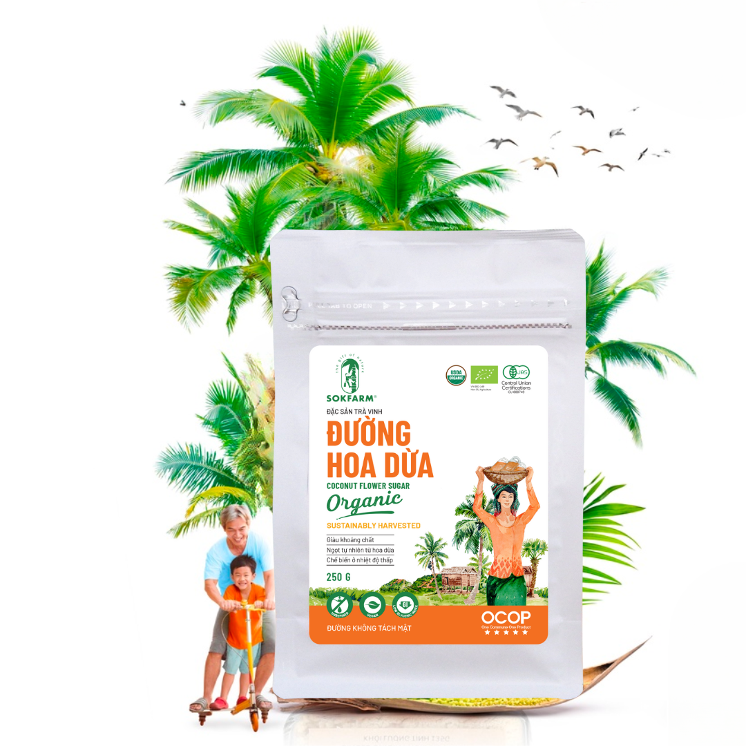 Đường hoa dừa Sokfarm - Chỉ số đường huyết thấp, dùng được cho người tiểu đường type 2, không tăng cân, không tăng đường huyết
