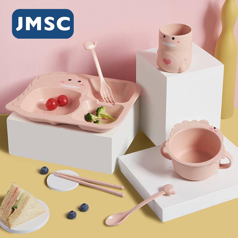 JMSC Bé Khủng Long Bộ Đồ Ăn 6 Trẻ Em Ăn Tối Tre Huấn Luyện Bộ Chén Muỗng Đĩa Dĩa Thả Chịu Ăn món Ăn Tiện Ích