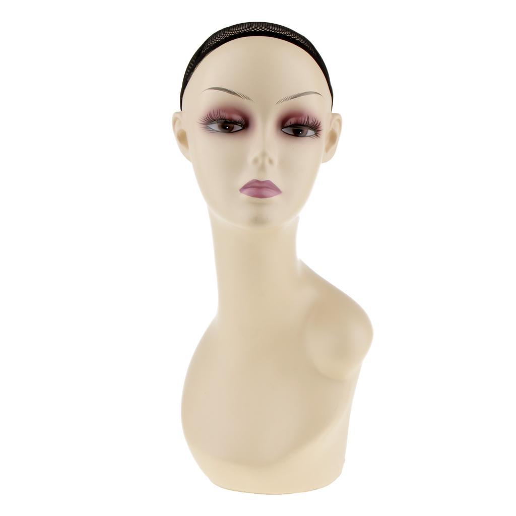 2pcs Plastic Mannequin Head Model Glasses Hat Wig Display Stand with Net