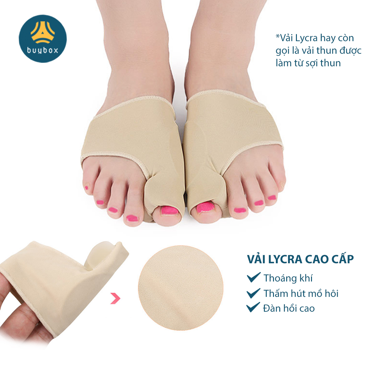 Vớ cotton pha vật liệu đàn hồi SEBS bảo vệ và chỉnh hình tách ngón chân cái bị vẹo Hallux Valgus - Buybox - BBPK278