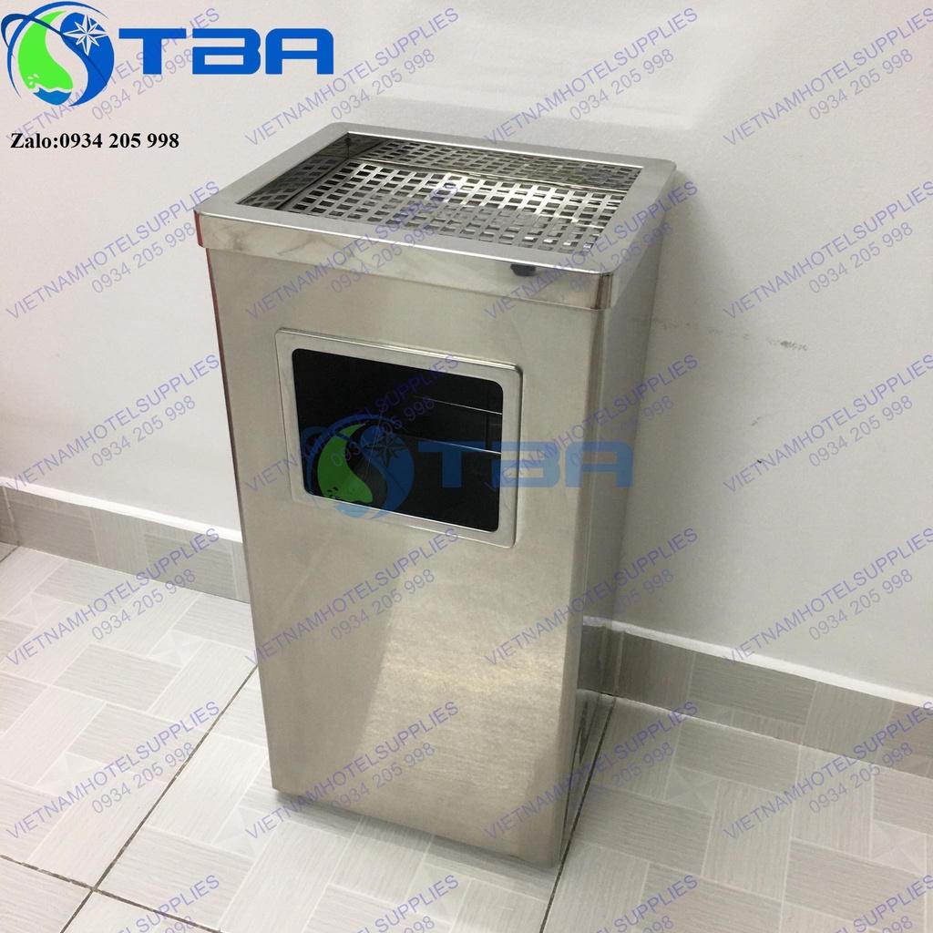 Thùng rác gạt tàn inox kiểu dáng chữ nhật nhập khẩu cao cấp