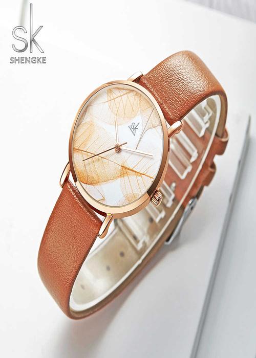 Đồng hồ nữ chính hãng Shengke Korea K0108L-02 Nâu