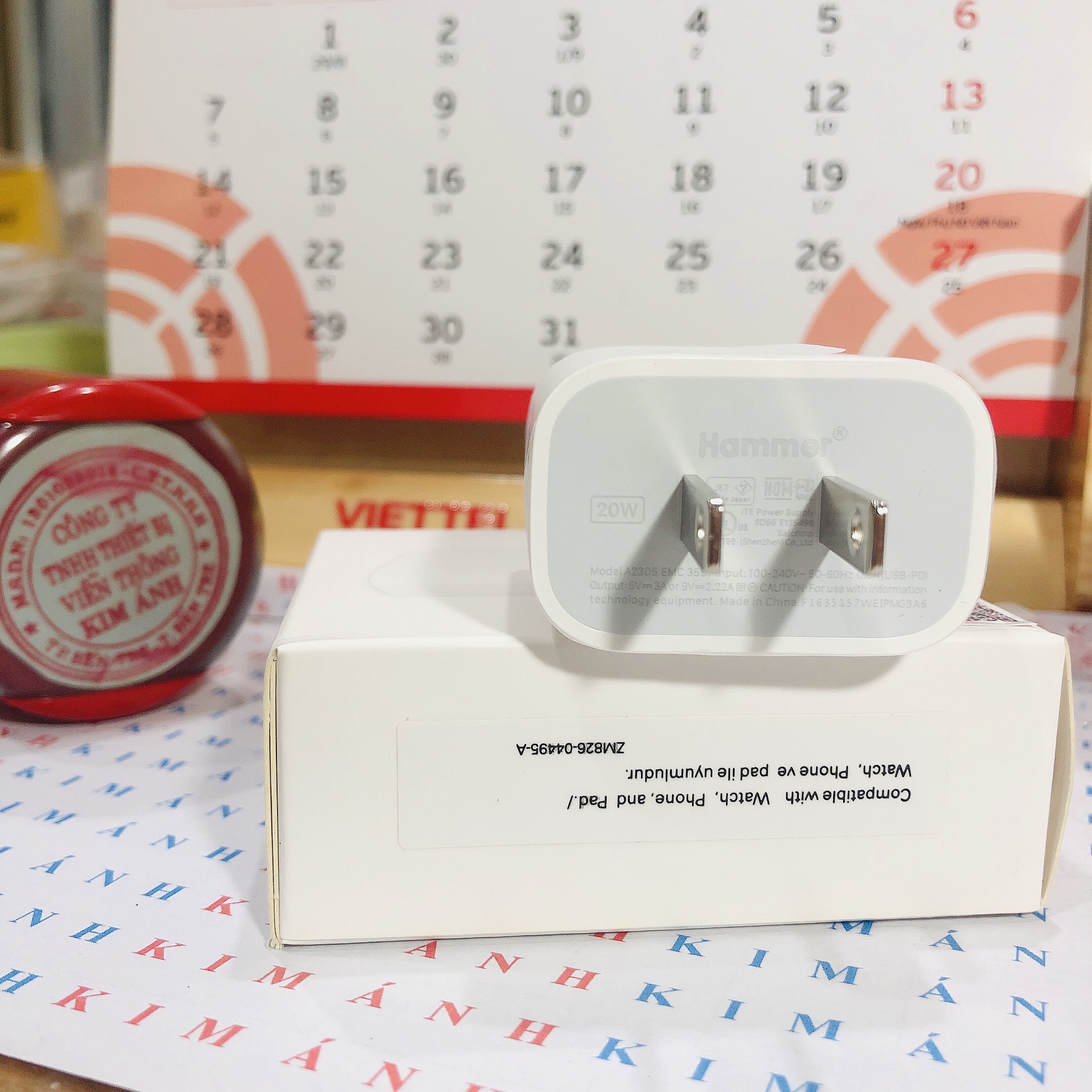 Củ sạc nhanh Ham mer S13 công suất PD 20W , đạt tiêu chuẩn chất lượng Nhật PSE, check Qr kiểm tra hàng chính hãng, bảo hành 1 năm
