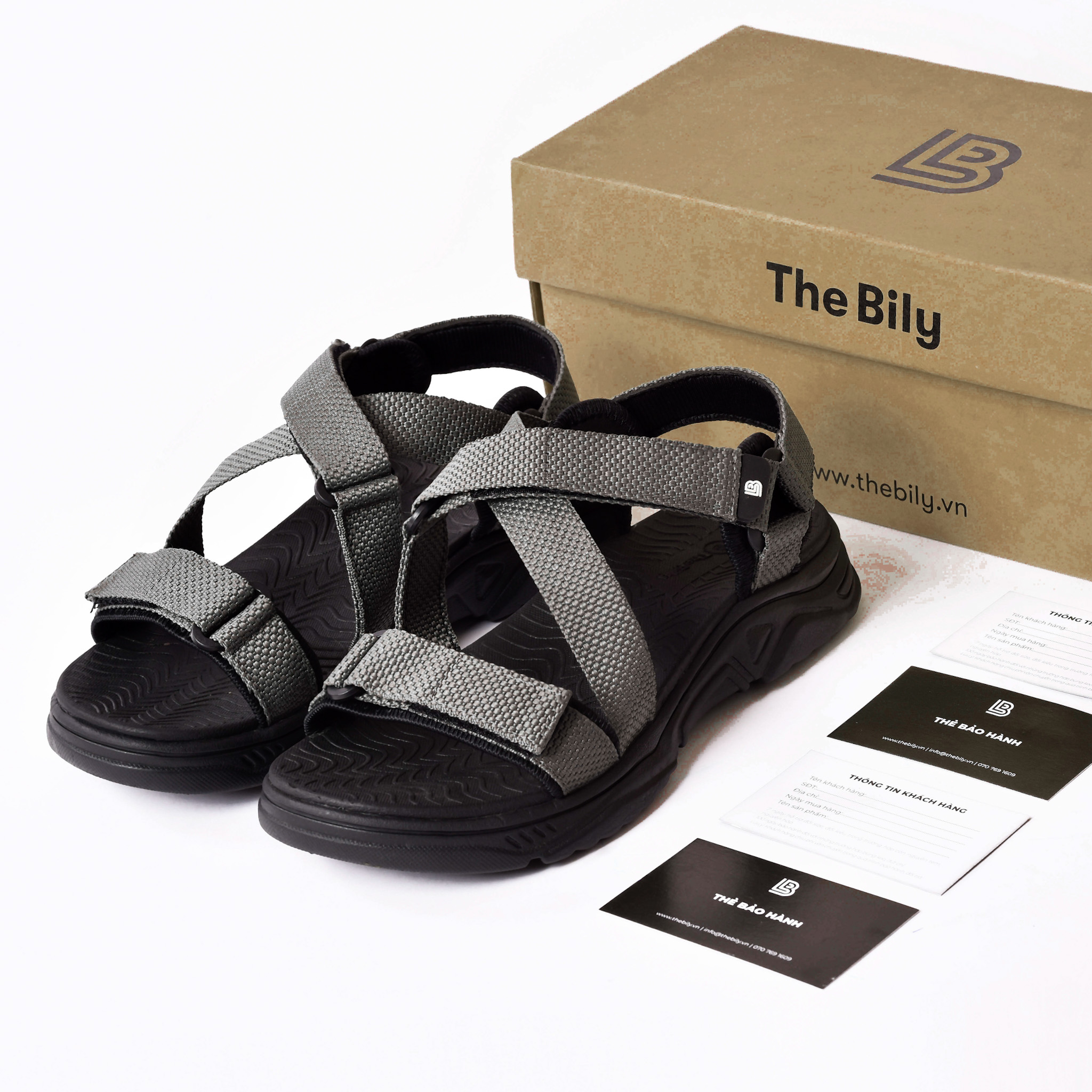 Giày Sandal Nam The Bily Quai Chéo Đôi - Màu Xám BL02X