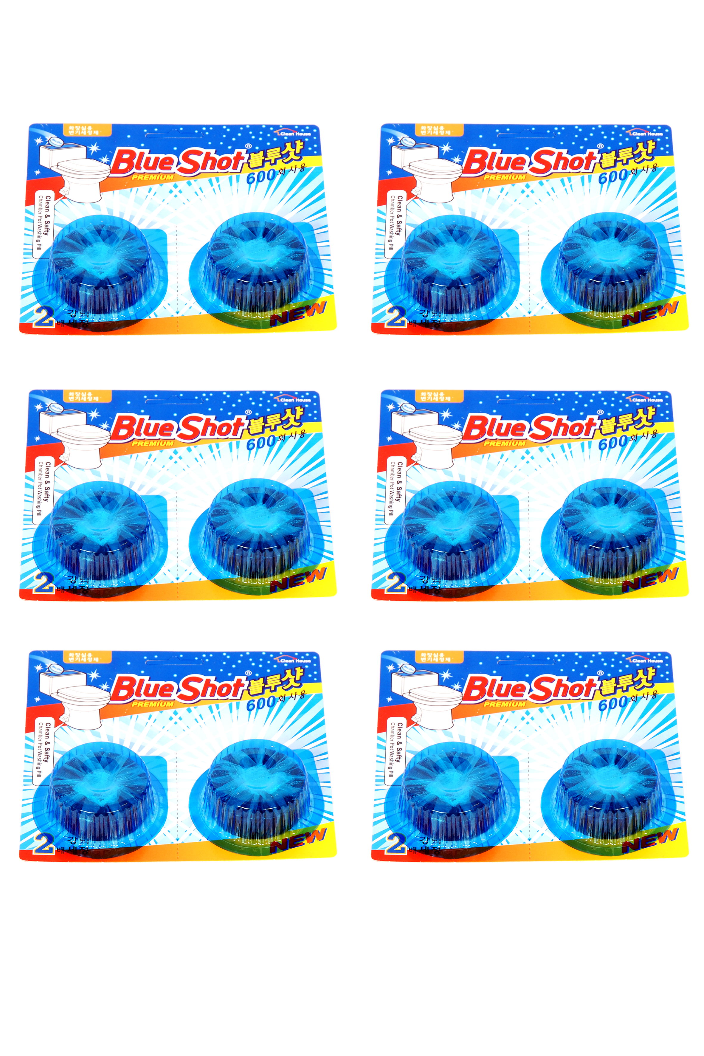 Bộ 6 Vỉ tẩy vệ sinh làm sạch bồn cầu cao cấp Hàn Quốc Blueshot - 1 viên sử dụng được 600 lần xả tương đương thời gian lên tới 1 tháng rưỡi