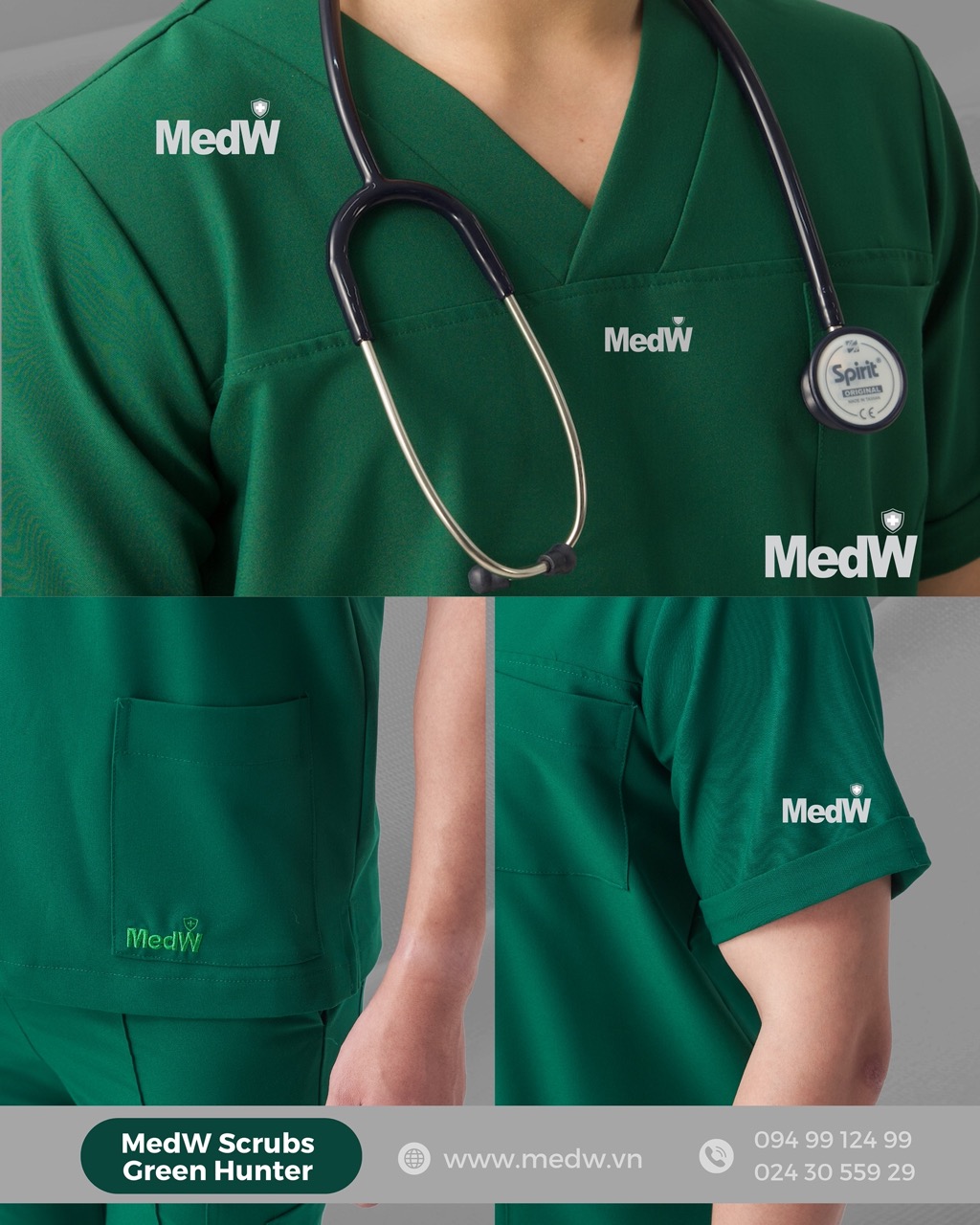 MedW Zeus Scrubs Y Tế Green Hunter Nam Xanh Phẫu Thuật Bộ Trang Phục Y Tế Cách Tân Phòng Khám Bệnh Viện Thiết Kế Pháp Dáng Rộng Vận Động Tự Do, Vật Liệu Chuyên Biệt Y Tế Không Bám Dính Xếp Ly Không Nhăn, Giữ Dáng, Đồng Phục Y Tế Cotton Nhật