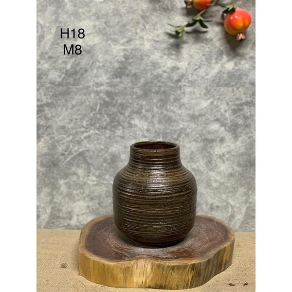 Bình cắm hoa dáng bóng đèn H18cm-M8, men mộc. Gốm sứ Bát Tràng