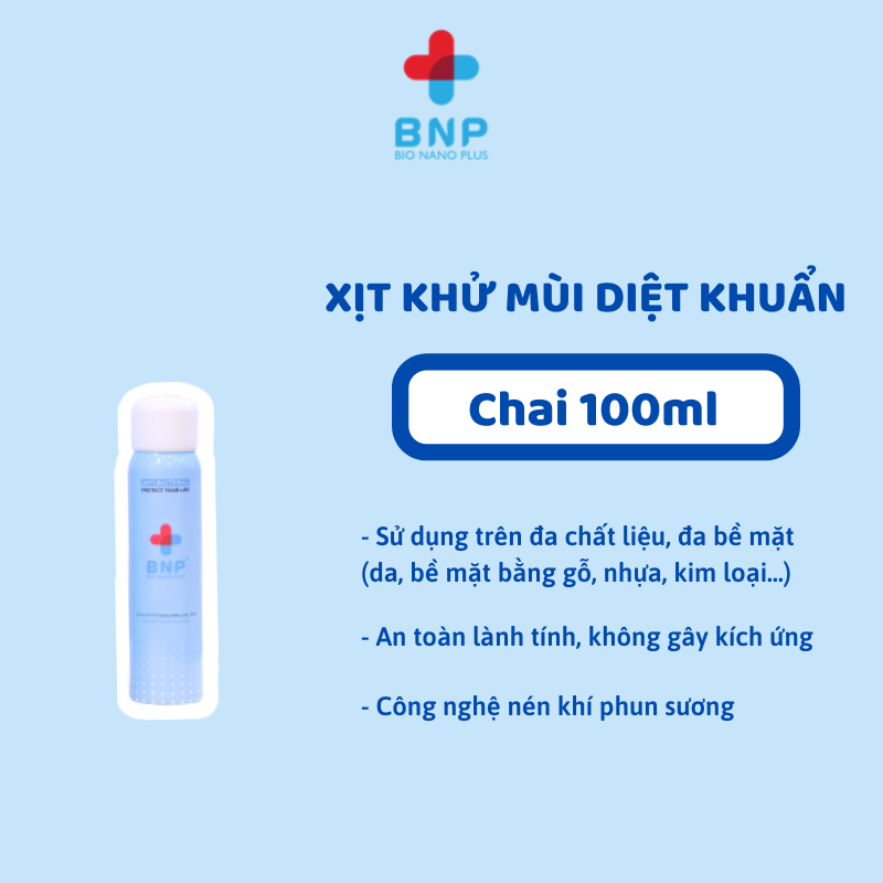 Nước rửa tay khô BNP chai 100ml - dạng xịt phun sương bao phủ bề mặt