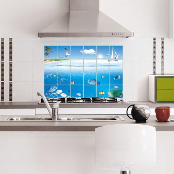 Decal dán bếp tráng nhôm cách nhiệt size lớn - đại dương nhỏ