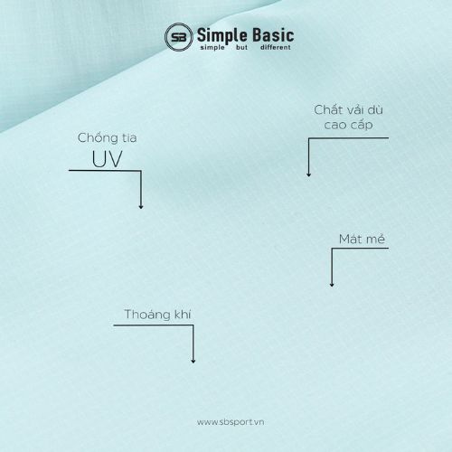 Áo khoác dù nam 1 lớp Simple Basic, thoáng mát, chống tia UV, màu xanh ngọc