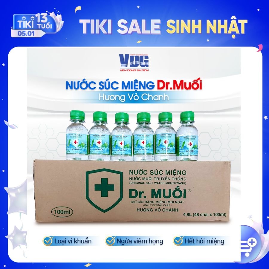 Combo 6 chai Nước súc miệng Dr. Muối hương vỏ chanh (100ml)-Ngừa viêm họng, sâu răng, loại vi khuẩn, trắng răng, hết hôi miệng