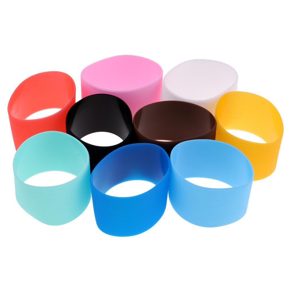 9Pcs Outdoor Silicone Insulation Non-slip Water Bottle Mug Cup Sleeve