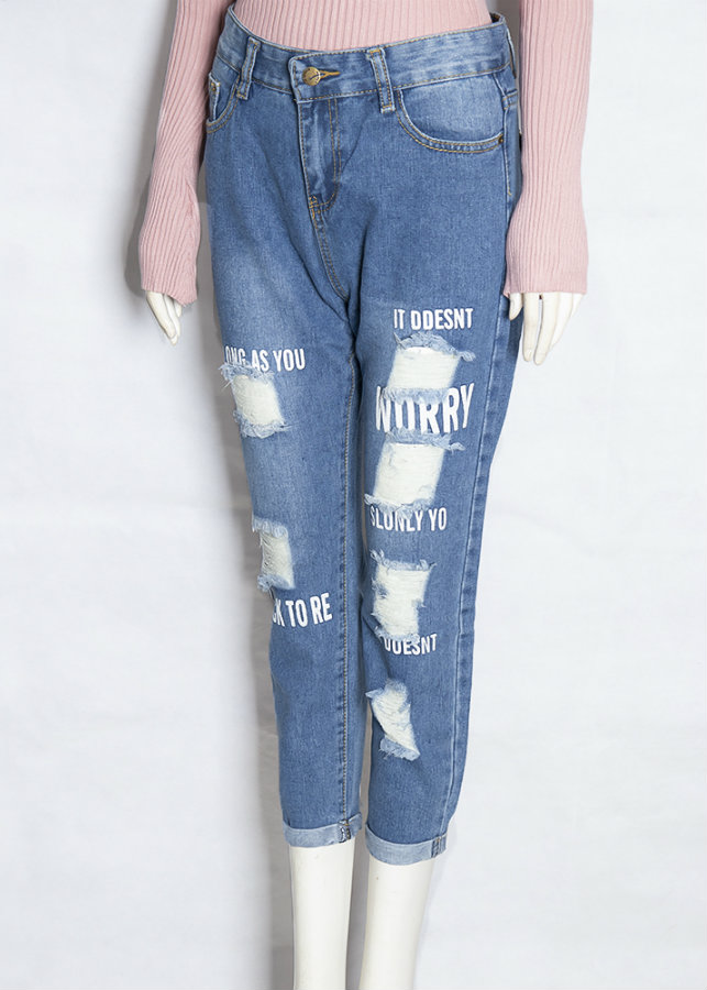 Quần jeans nữ rách as long as you Mã: QD2050