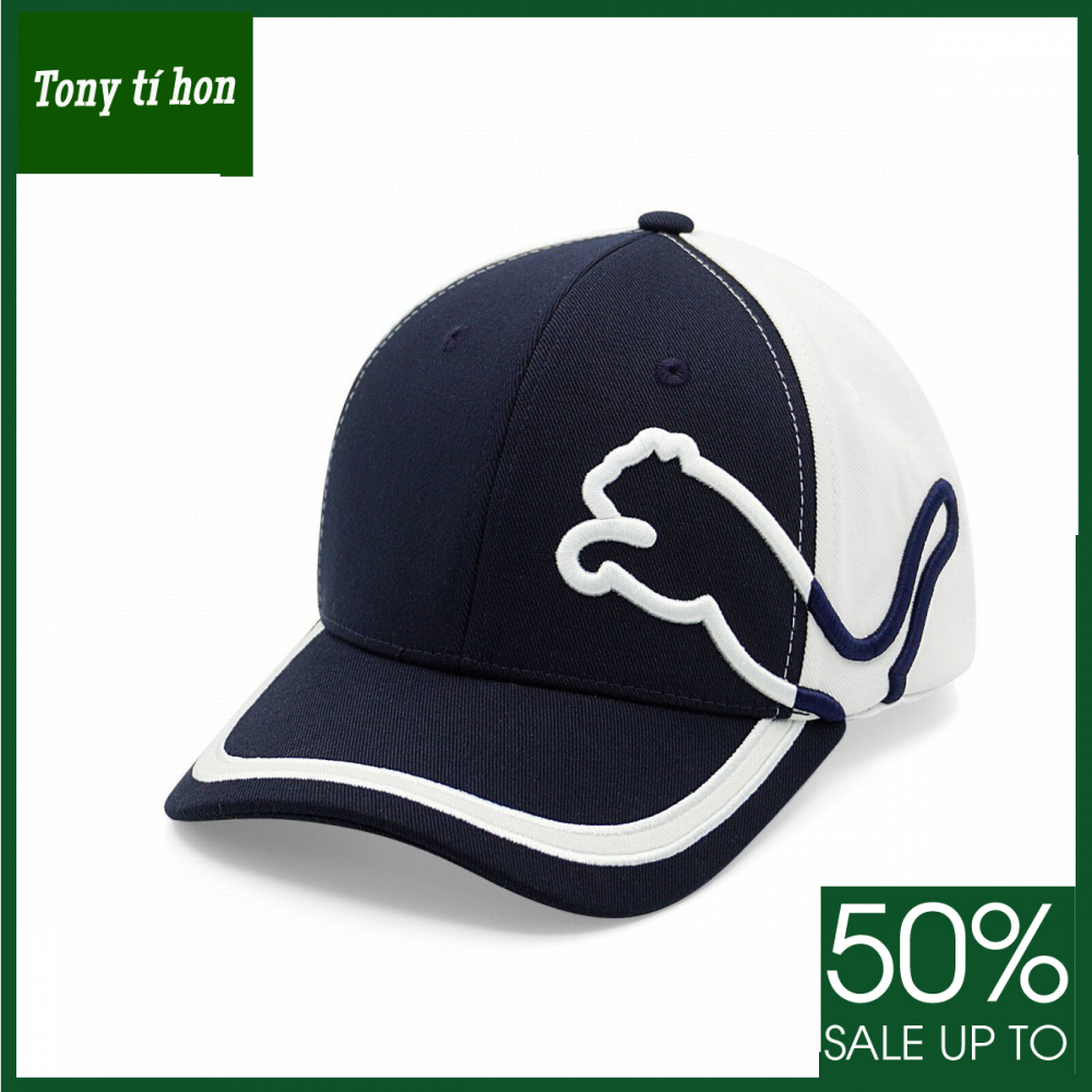 Tony tí hon - Mũ/nón kết lưỡi trai PM bít đuôi thêu báo sư tử bên thời trang nam nữ cao cấp - màu trắng