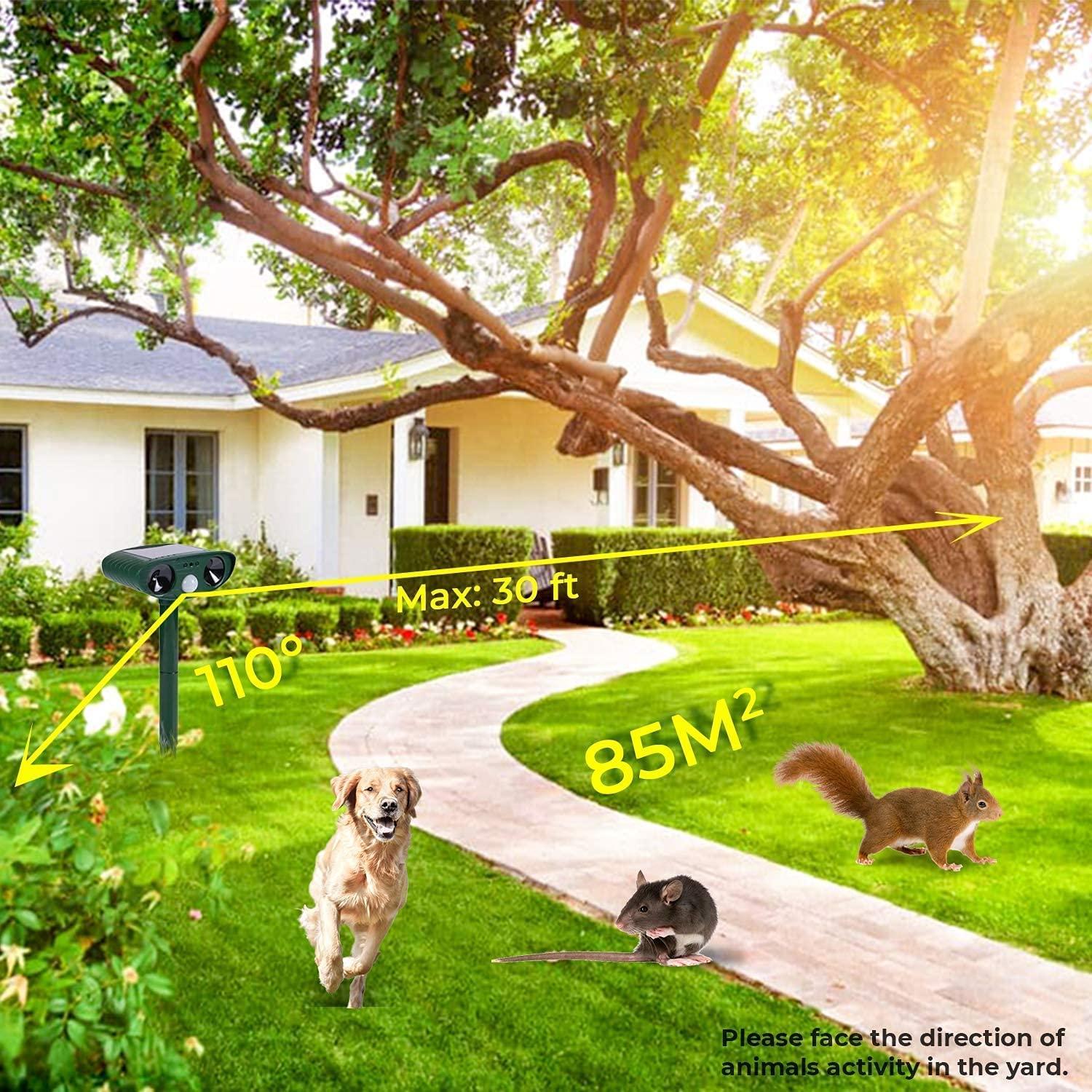 Máy đẩy động vật siêu âm, máy đẩy động vật ngoài trời năng lượng mặt trời