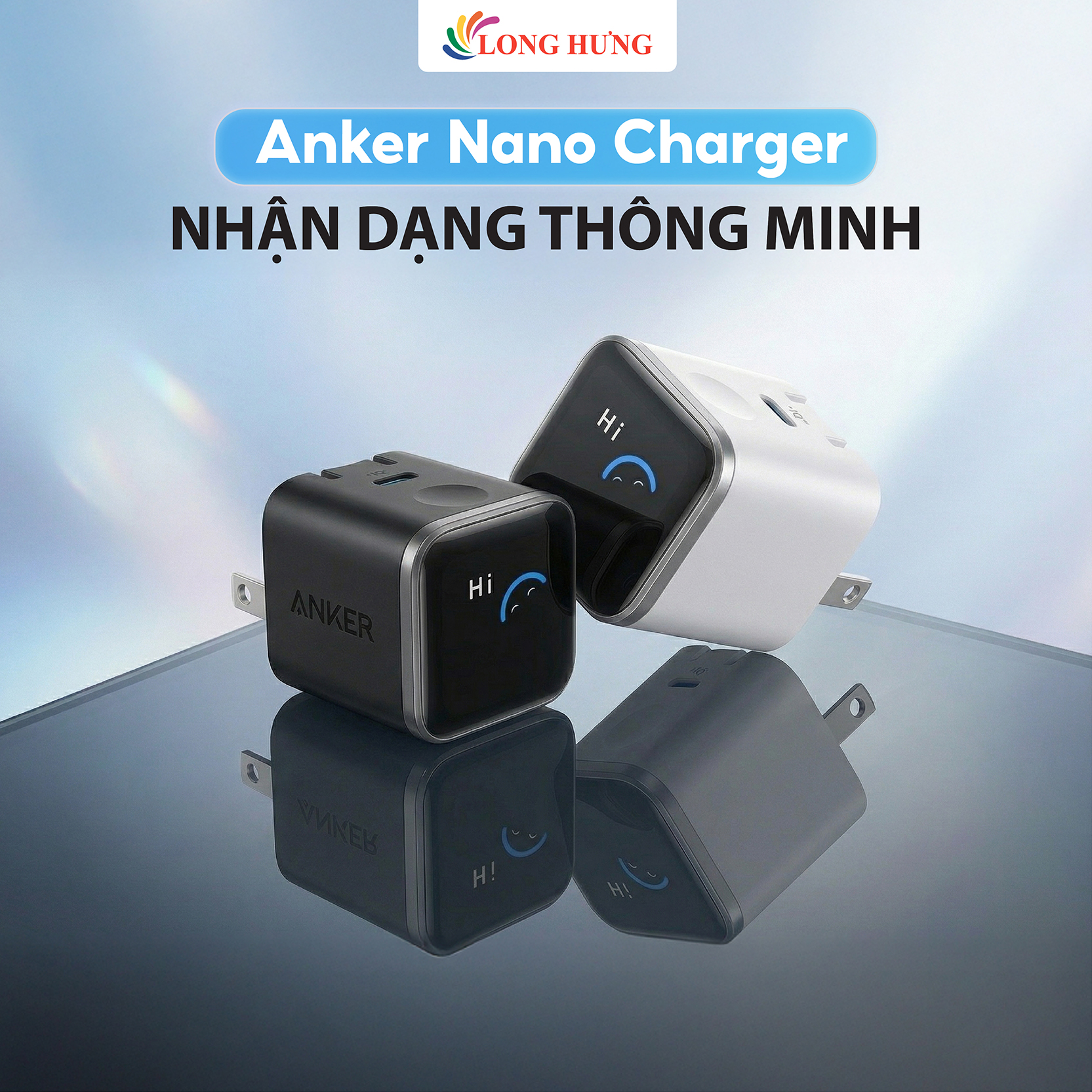 Cốc sạc Anker Nano 1C GaN Compact 180° Foldable Smart Display IQ3 45W A121D - Hàng chính hãng