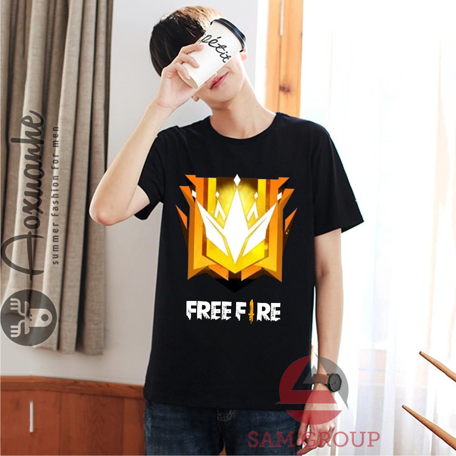 Hình ảnh Combo áo thun tặng nón Free Fire Tặng 1 nón Free Frie khi mua 1 áo thun đen in hình Rank thách đấu