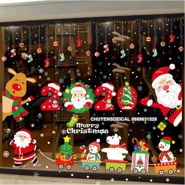 COMBO Decal Trang Trí Noel Hai Mặt Hít Tĩnh Điện Không Dơ Kính- DÁN CỦA LỚN SẮC MÀU