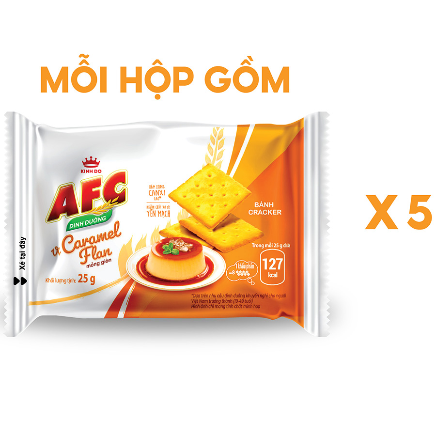 Combo 3 Hộp Bánh Dinh Dưỡng AFC Vị Caramel Flan Mỏng Giòn 3x125g