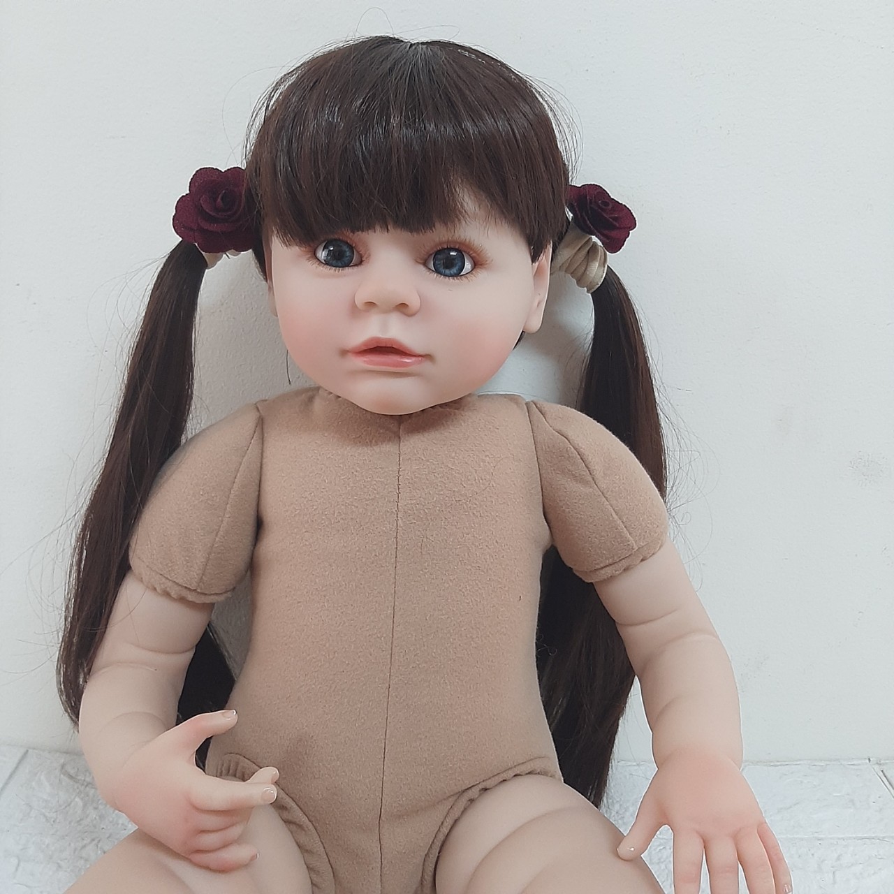 Búp Bê Bé Gái Tái Sinh Thân Gòn 60cm -Silicon Reborn Vinyl Doll 24 inch