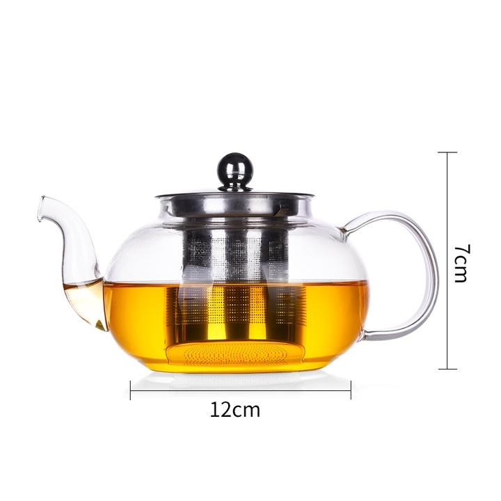 Ấm pha trà thủy tinh chịu nhiệt lõi lọc inox 304 cao cấp