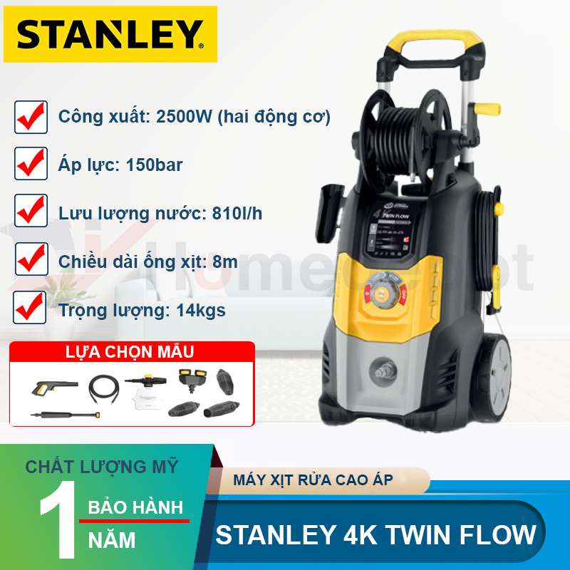 Máy xịt rửa áp lực cao STANLEY 4K-TWIN-FLOW