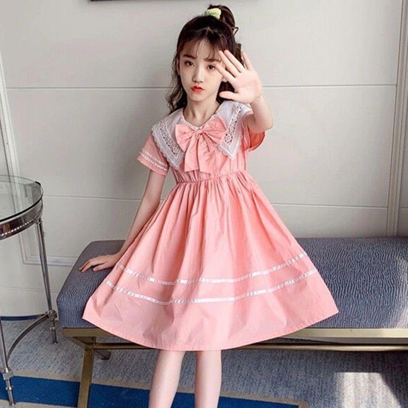 SHUANGYAN Cô gái ăn mặc mùa hè Hàn Quốc phong cách phương Tây búp bê cổ váy trẻ em trung bình lớn váy công chúa web đỏ(