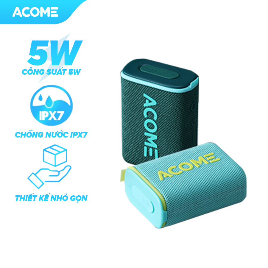 Loa Bluetooth Nhỏ Gọn ACOME A7 Công Suất 5W Chống Nước IPX7 Bluetooth 5.0 [Hàng Chính Hãng