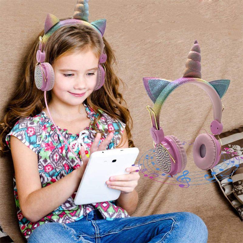Búp Bê Bất Ngờ Dễ Thương Kỳ Lân Có Dây Tai Nghe Có Micro Âm Nhạc Stereo Tai Nghe Máy Tính Di Động Điện Thoại Tai Nghe Trẻ Em Quà Tặng