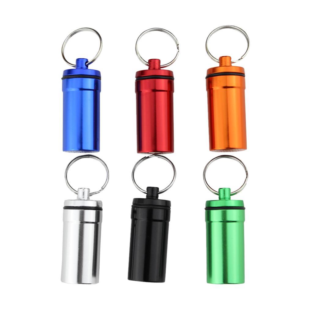 2-5pack Airtight Pill Box Case Holder Container Alloy Capsule Bottle Keychain