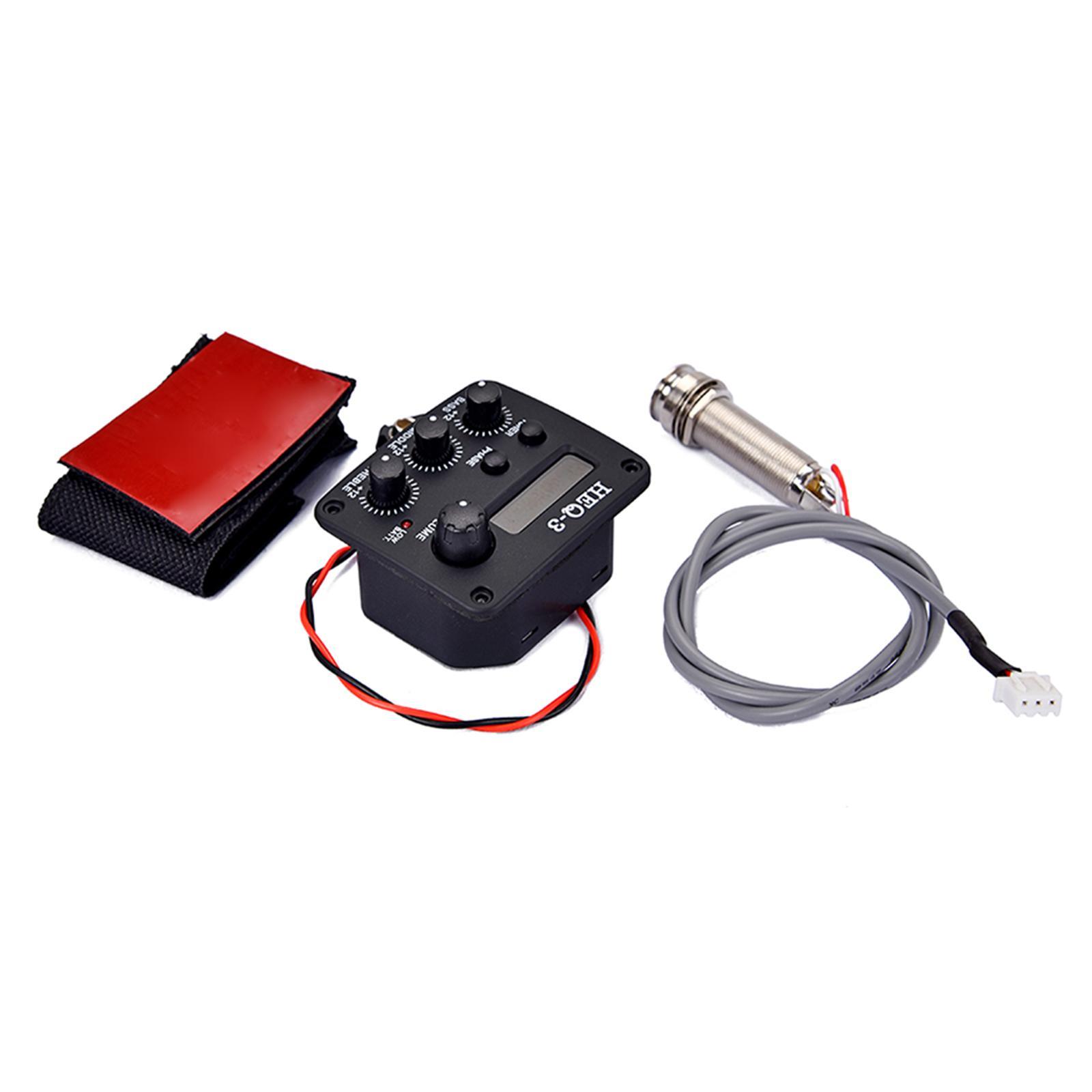 Acoustic Guitar Pickups 3-Bands EQ Equalizer Tuner Preamp Piezo Pickup