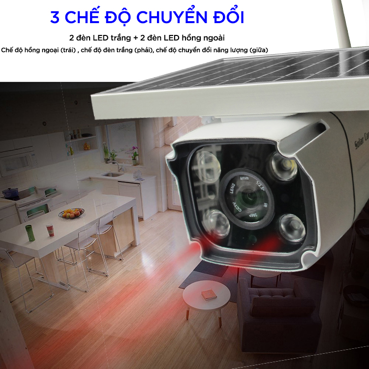 Camera Giám Sát Năng Lượng Mặt Trời 1080P FHD 2.0MP Wifi plus - Hàng Nhập Khẩu