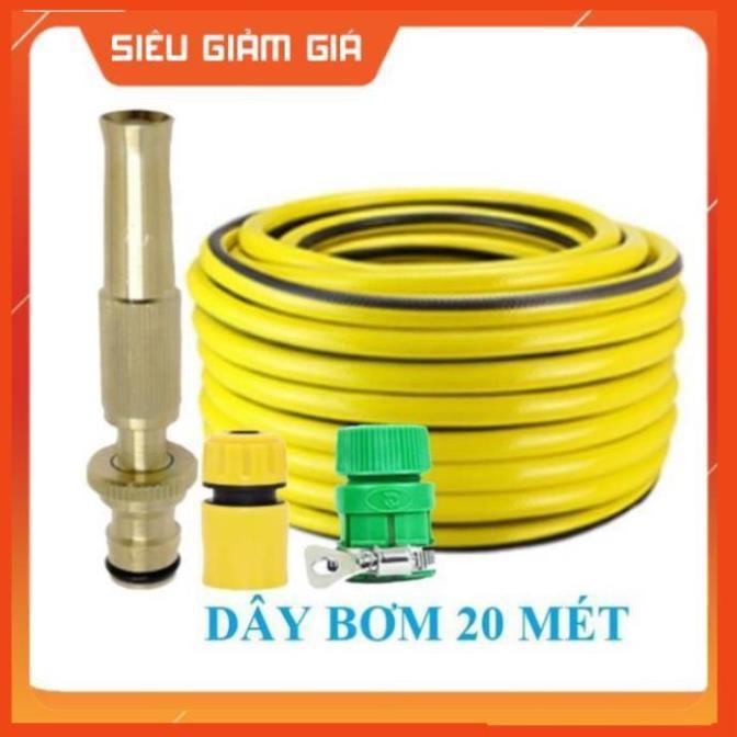 Bộ dây vòi xịt nước rửa xe, tưới cây . tăng áp 3 lần, loại 20m 206587 cút sập, nối PE