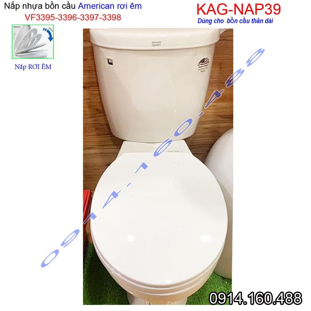 Nắp đậy bồn cầu rơi êm KAG-NAP39, nắp nhựa trắng bóng dày cho bàn cầu American VF3395-VF3396-VF3397-VF3398