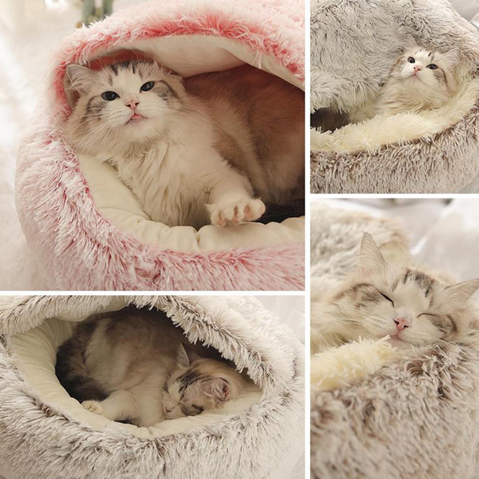 Pet Kennel Bed Round Nest Sleeping Pink 40cm