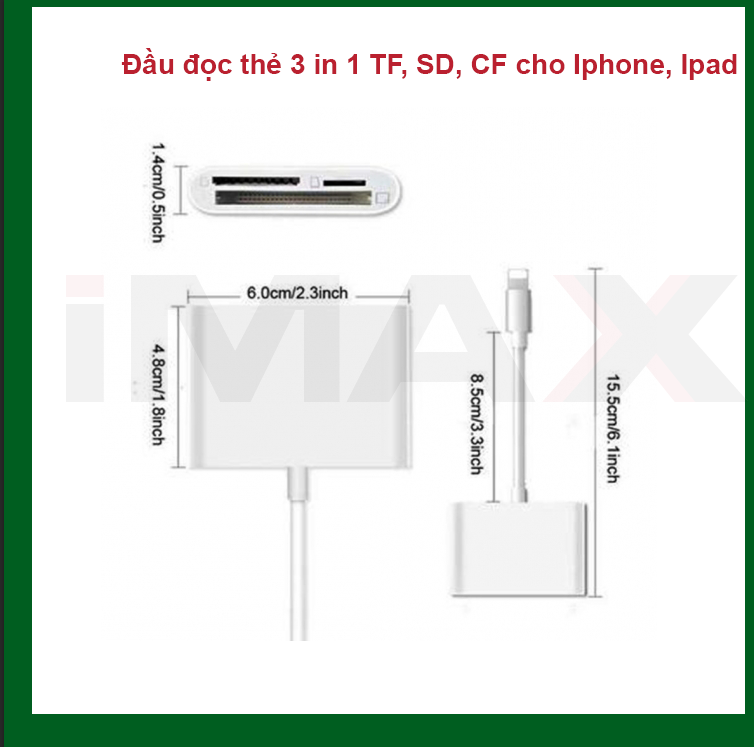 ĐẦU ĐỌC THẺ NHỚ 3 IN 1 CHO IPHONE, IPAD