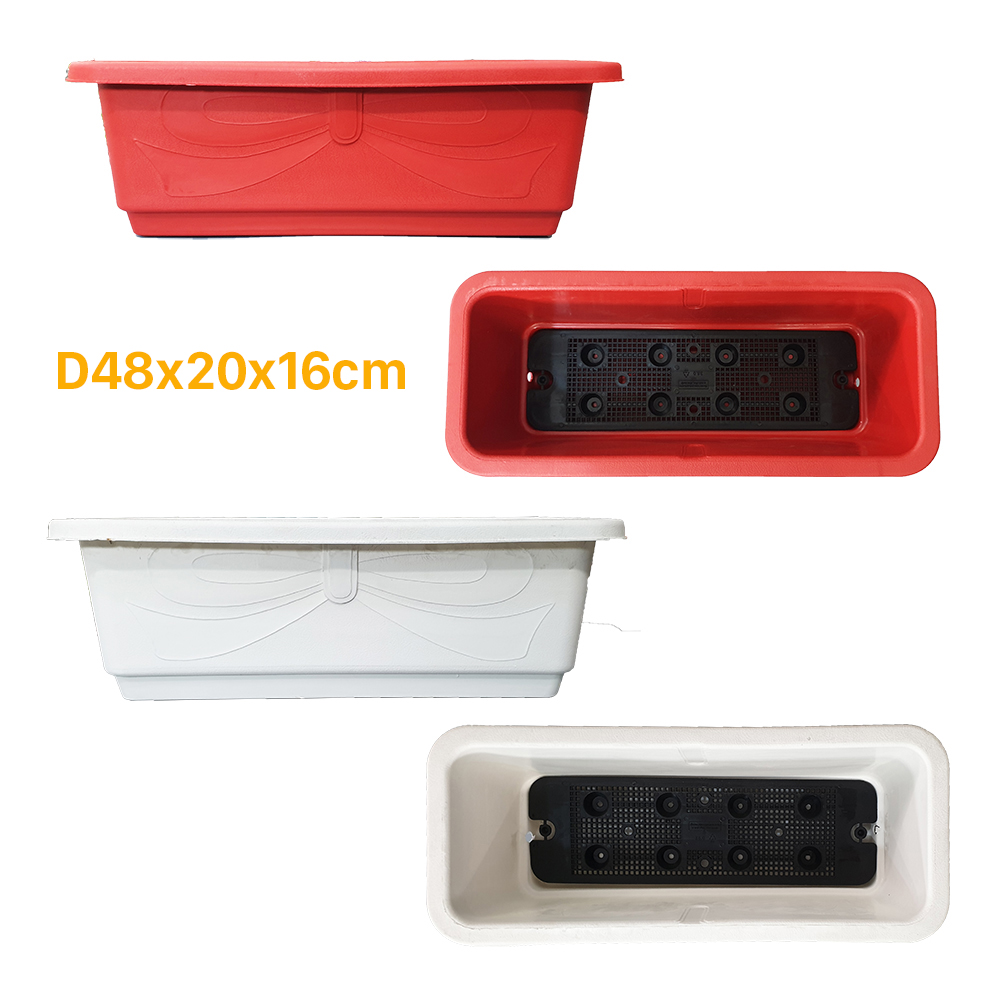 Chậu nhựa trồng rau chậu thông minh kích thước D48x20x16cm - Nhựa PP cao cấp, dày bền đep - Khay trồng cây, khay trồng rau mầm, khay chậu trồng hoa kiểng VTNN Nông Điền Trang