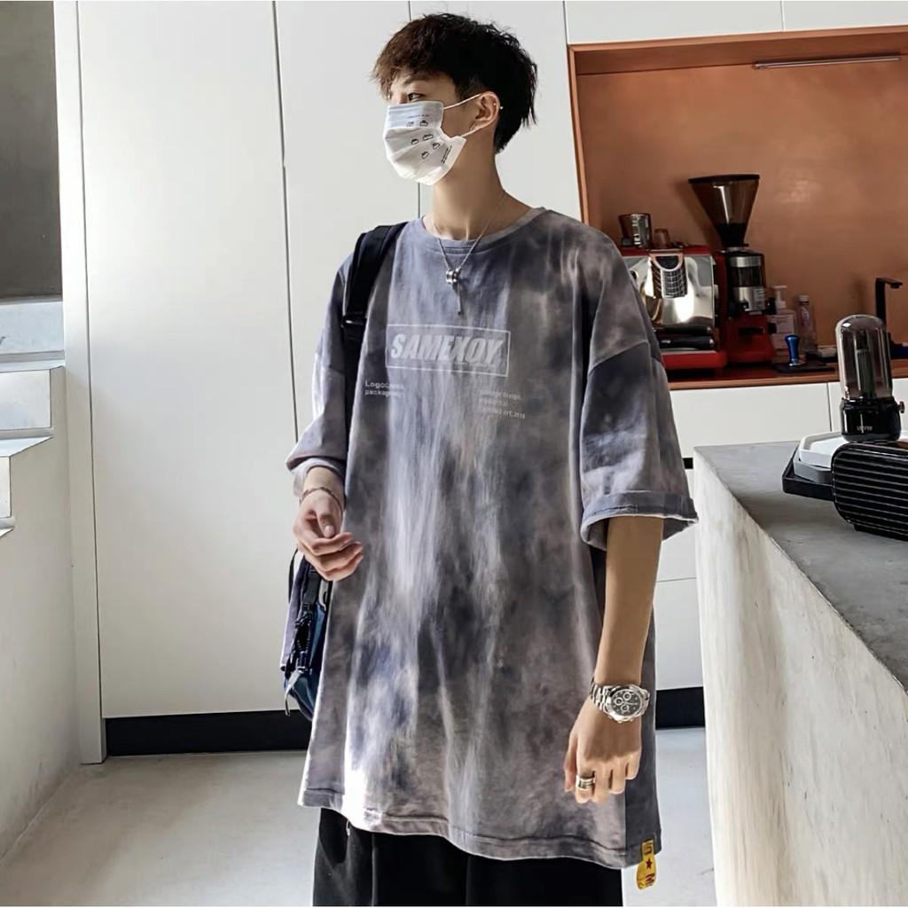 Áo loang xám, loang đỏ form rộng tay lỡ chất cotton mềm mịn hoáng mát