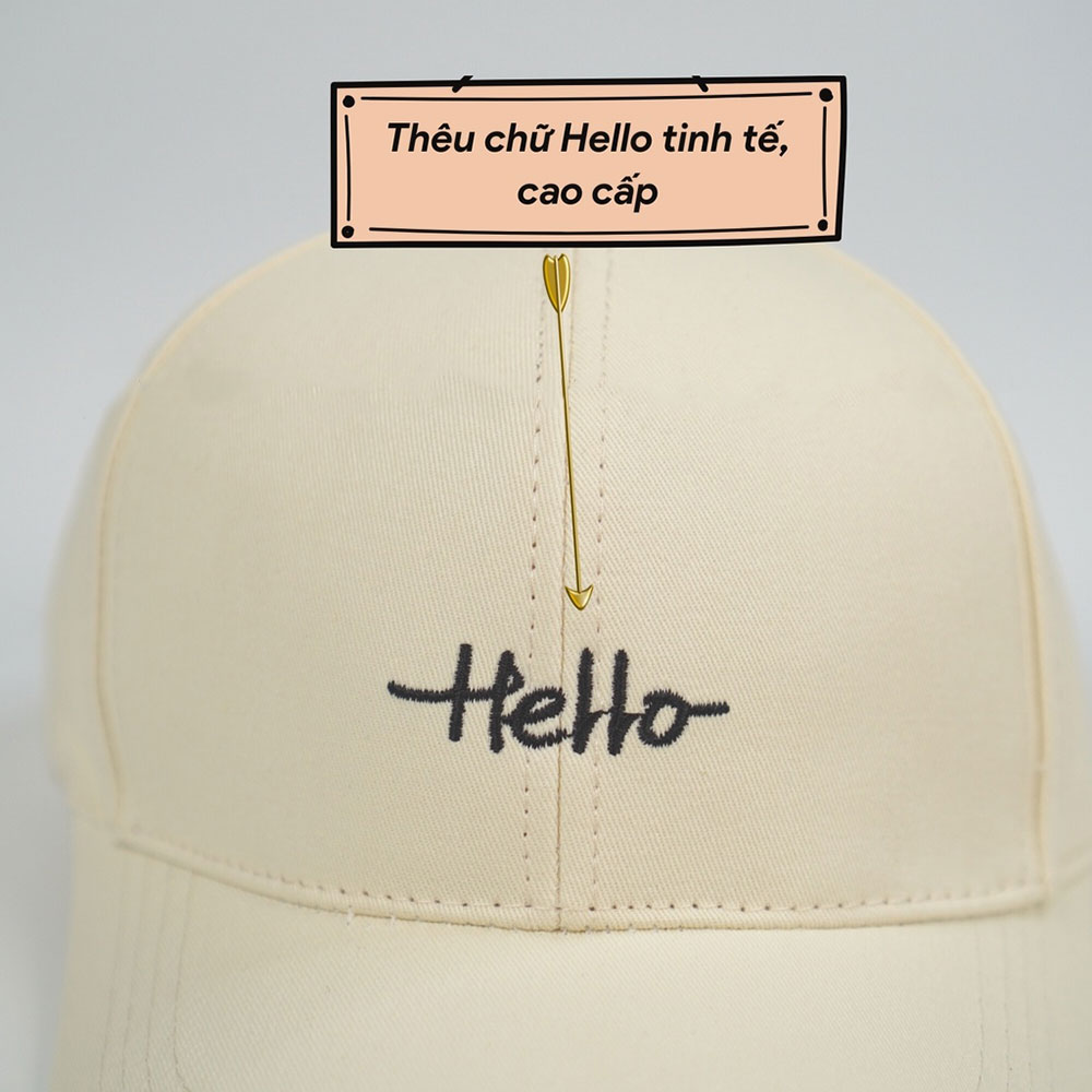 Mũ lưỡi trai - nón Ulzzang thêu chữ Hello unisex nam nữ chống nắng phong cách thời trang, cá tính