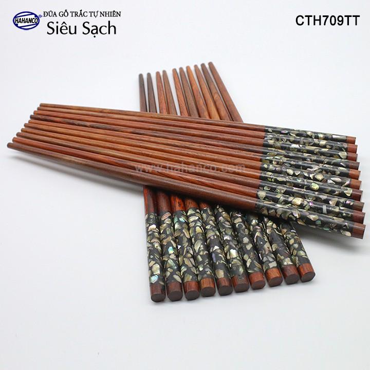 Đũa gỗ Trắc đầu cẩm quy ốc bào ngư Úc ️CTH709TT - Đựng trong hộp sang trọng, có thể mang đi biếu, tặng